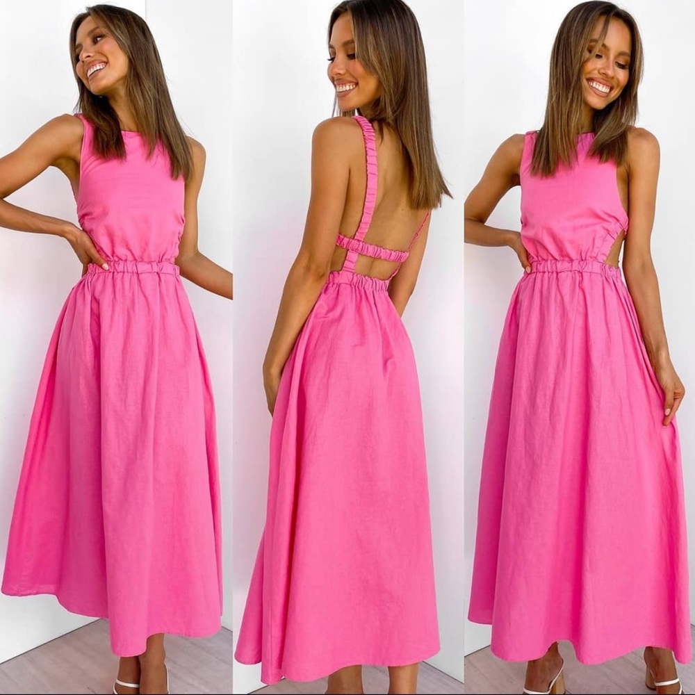 Petal & Pup Pink Backless Tie Front Sundress